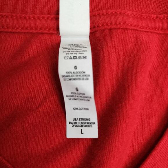 Bella + Canvas Jersey Red V-Neck 'Punch Today In The Face' Tee Women's Size L - Picture 6 of 6